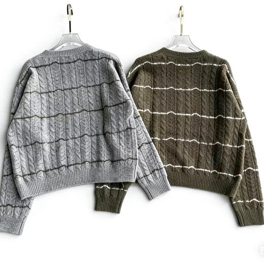 圆领衫。 灰色。绿色 商品图1