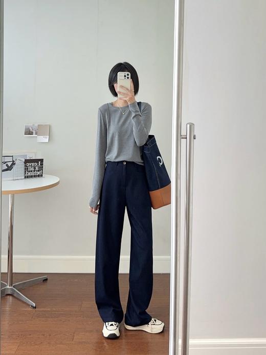 570 女款春季 垂坠感高腰宽松直筒阔腿牛仔裤 WK868 商品图1