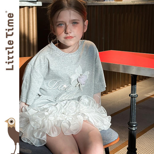 littletime法式甜美风白色蕾丝绣花罩衫女夏长袖显瘦蛋糕T恤 商品图4