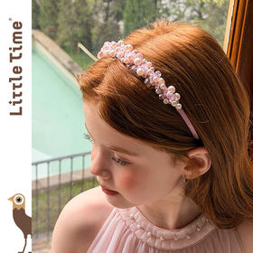 LittleTime甜美珍珠水晶韩版发箍女童纯手工头饰粉色公主风发饰