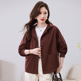 百媚生 纯棉短外套宽松连帽休闲上衣BKYJT6301