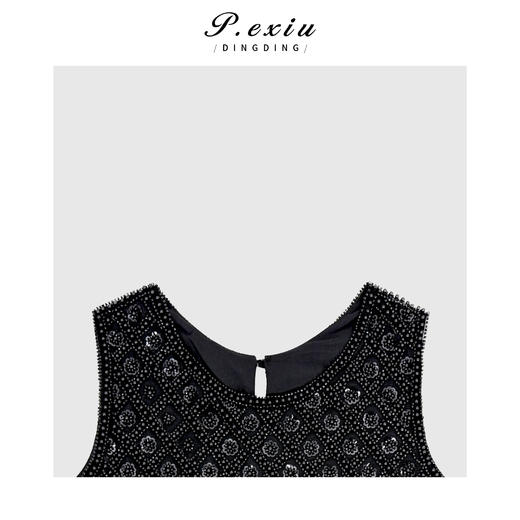 03-2潘依绣丁丁宠粉精洋气重工蓝花珠无袖圆领背心Q0654 商品图2