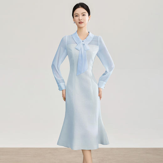 新款气质千金感亮丝编织小香风鱼尾连衣裙礼裙	 WLZD2602401 商品图2