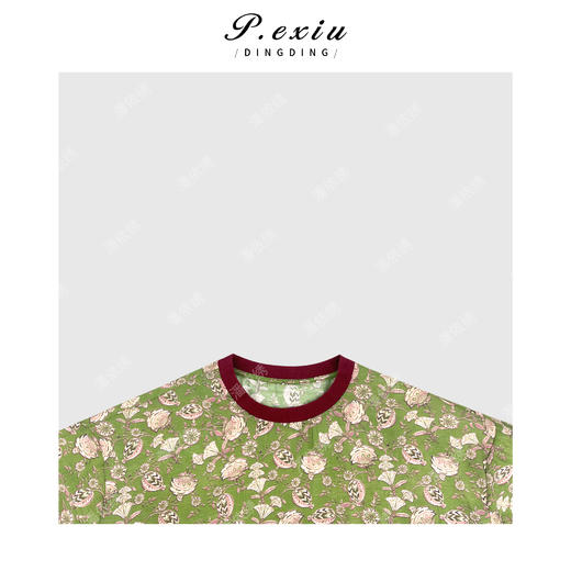 03-2潘依绣丁丁宠粉夏季新款印花撞色圆领短袖衬衫 Q21237 商品图2