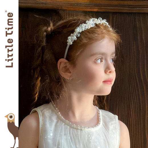 LittleTime甜美珍珠水晶韩版发箍女童纯手工头饰粉色公主风发饰 商品图1