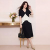 奢姿大码女装2026夏季撞色拼接半裙套装V领遮肉通勤中长裙两件套9962960039 商品缩略图3