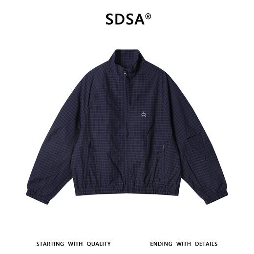 SDSA男装2026新款高贵轻奢美式简约格子拉链立领夹克外套百搭宽松 商品图0