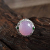 【天然正品】A货翡翠AU750白金豪镶钻镶天然细腻冰种粉紫色蛋面翡翠戒指15号（戒圈可改）280226NJT19 商品缩略图5