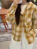 橘子味的春天黄格纹连帽衬衫外套 商品缩略图6
