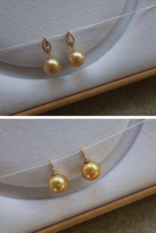 年少不知珍珠美 哈！天然海水 南洋金珠 18K+天然小碎钻 吊坠 二款入 商品图0