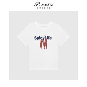 03-2潘依绣丁丁宠粉韩系夏季小辣椒印花短袖T恤 Q76709