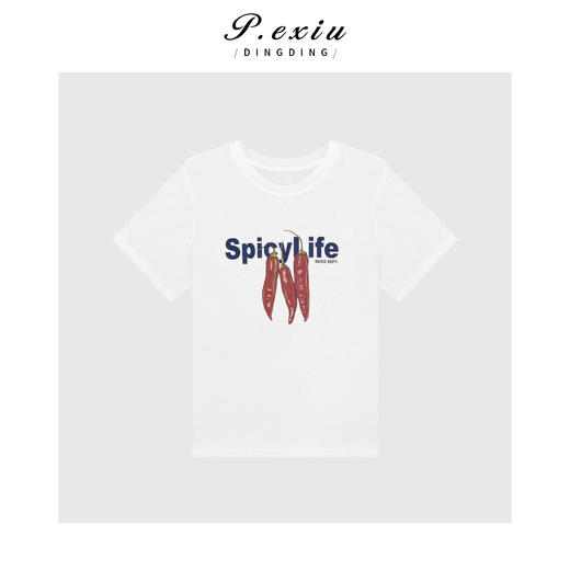 03-2潘依绣丁丁宠粉韩系夏季小辣椒印花短袖T恤 Q76709 商品图0