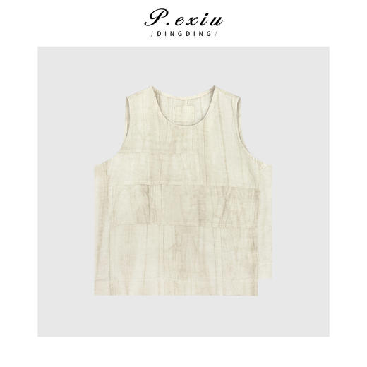 03-2潘依绣丁丁宠粉复古炒色拼接设计无袖圆领背心Q5942 商品图0