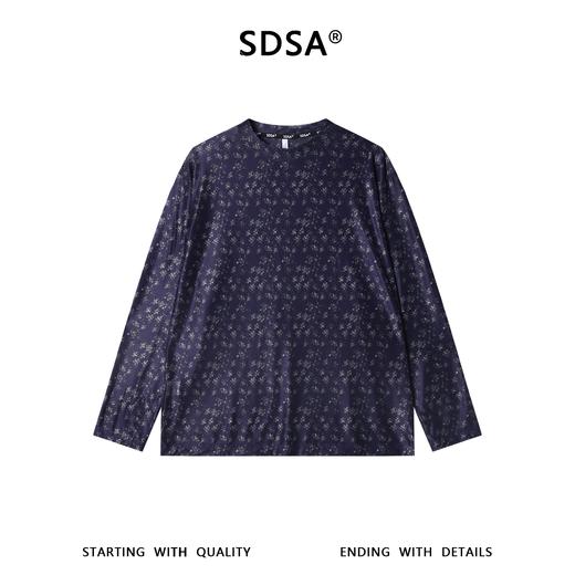 26T105SDSA男装2026新款高贵轻奢时尚亲肤撞色碎花圆领长袖T恤百搭简约 商品图2