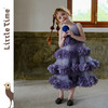 littletime女童紫色网纱蛋糕裙重工花边紫霞公主风蓬蓬礼服裙 商品缩略图3