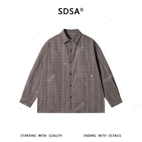 SDSA男装2026新款高贵轻奢美式复古衬衫夹克外套百搭宽松格纹上衣