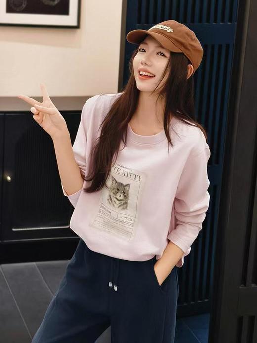 美洋同款萌萌哒温柔超显白萌喵喵纯棉T 商品图2