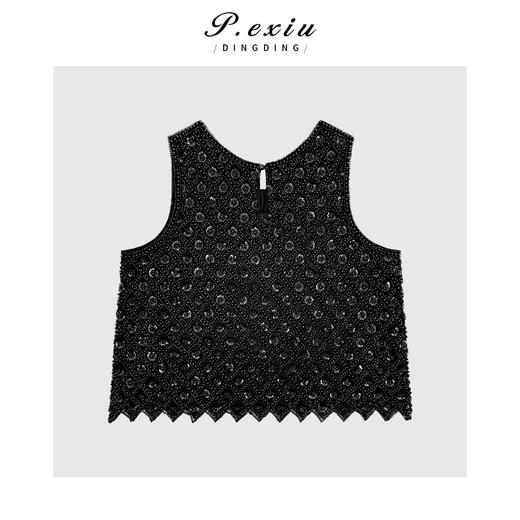 03-2潘依绣丁丁宠粉精洋气重工蓝花珠无袖圆领背心Q0654 商品图1