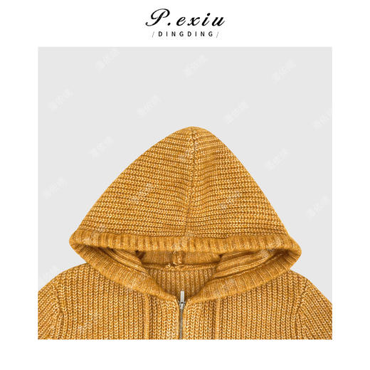 03-2潘依绣丁丁宠粉羊驼毛羊花纱软糯保暖双拉链连帽长袖针织开衫Q44631 商品图2