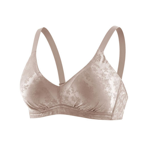 丁摩 真丝弹力缎面V领提花内衣桑蚕丝超薄无钢圈文胸S291 商品图4