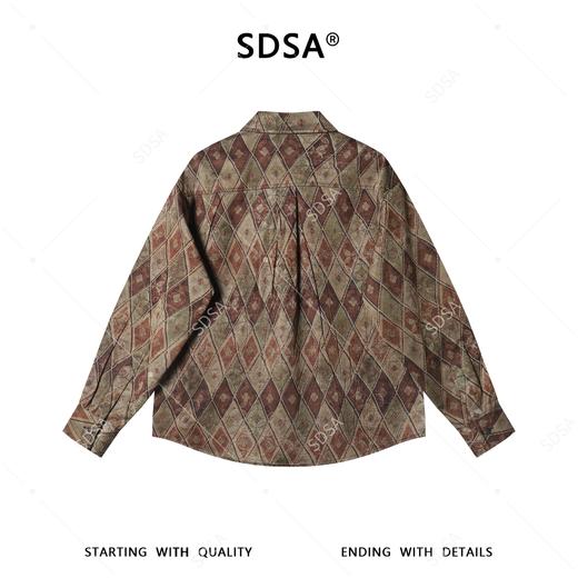 SDSA男装2026新款高贵轻奢美式复古撞色菱形设计长袖衬衫百搭简约 商品图4