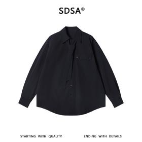 SDSA男装2026新款高贵轻奢韩系简约纯色竖纹领带长袖衬衫百搭宽松