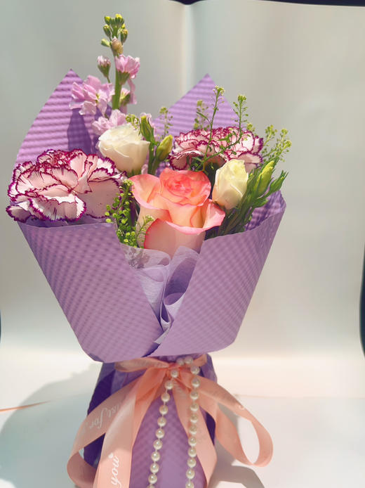 38女神节花束【 紫雾星梦】新鲜鲜花花束 紫精灵康乃馨桔梗紫罗兰混搭花束 （可备注送货时间） 商品图2