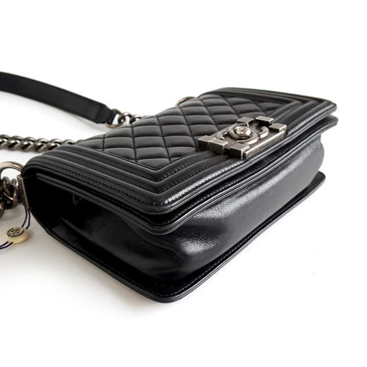 【95新】CHANEL香奈儿Leboy系列A67085 Y04638 94305小号黑银羊皮Leboy链条包单肩包女士050326AK11 商品图5