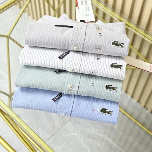 饿鱼2026男士春季条纹立领纯棉休闲长袖衬衫 商品图2