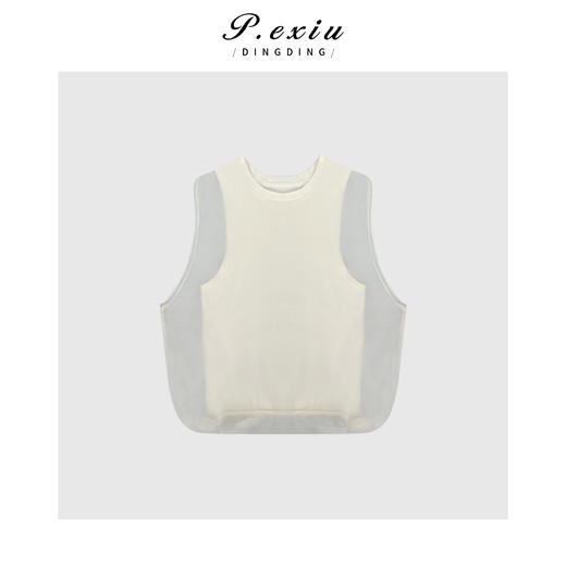 03-2潘依绣丁丁宠粉法式优雅假两件花苞无袖上衣Q5651 商品图0