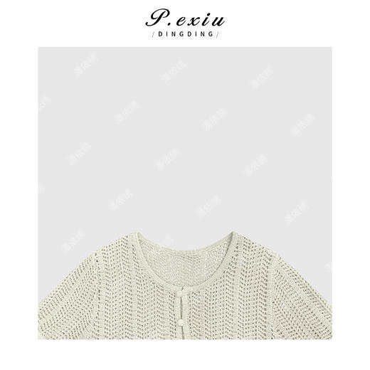 03-2潘依绣丁丁宠粉重工手钩花边镂空圆领上衣Q9768 商品图2