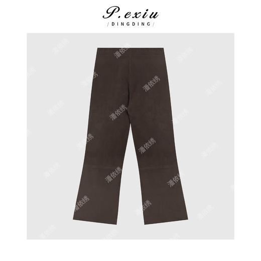 潘依绣丁丁宠粉【线雕裤】土耳其绵羊皮外缝线简约时髦九分皮裤D52610 商品图2