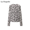 天猫同步【私藏尖货！】拉夏贝尔/La Chapelle复古文艺植绒碎花设计长袖T恤柔软圆领百搭长袖打底衫 商品缩略图1