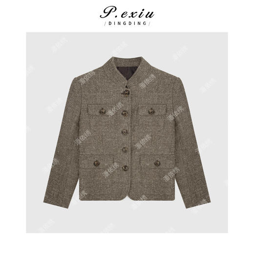03-2潘依绣丁丁宠粉羊毛亚麻极简主义老钱风单排扣经典西装外套M9097 商品图1