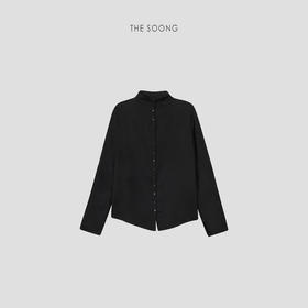 THESOONG|‘衣橱常青款’经典天丝羊毛立领黑色通勤衬衫外套女7519