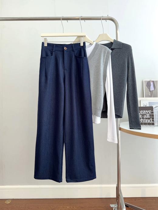 570 女款春季 垂坠感高腰宽松直筒阔腿牛仔裤 WK868 商品图4