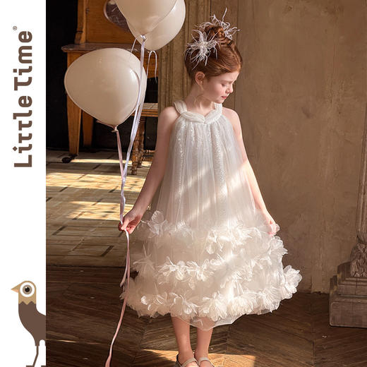 littletime女童白色网纱连衣裙夏装甜美仙气公主风洋气蓬蓬裙 商品图1