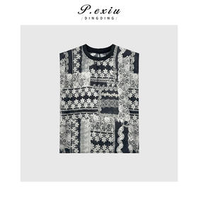 03-2潘依绣丁丁宠粉【花房姑娘】民族风复古印花无袖垫肩上衣 M8858