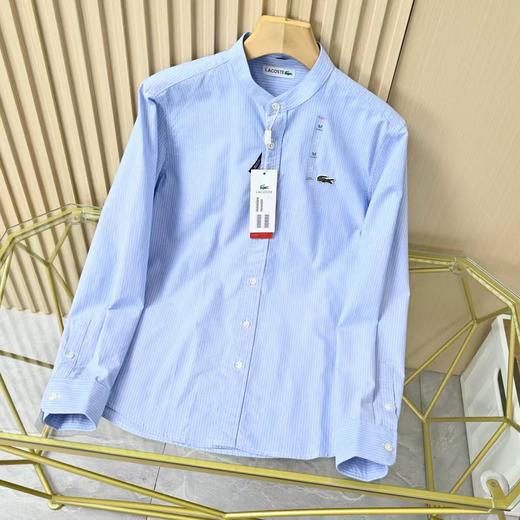 饿鱼2026男士春季条纹立领纯棉休闲长袖衬衫 商品图7