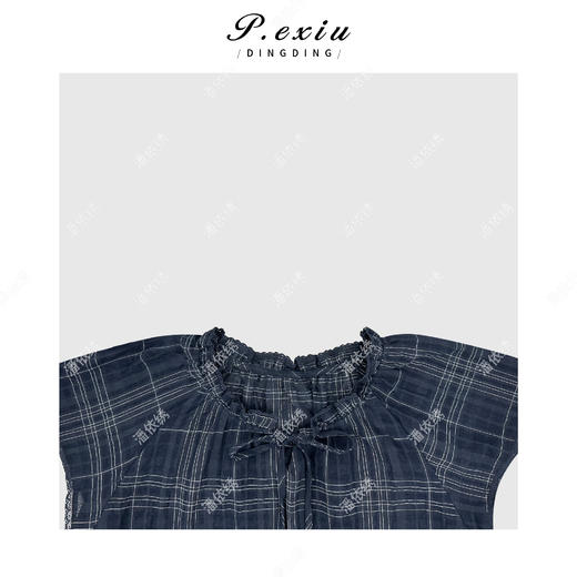 03-2潘依绣丁丁宠粉100%棉减龄慵懒格纹俏皮短袖T恤 T2502 商品图2