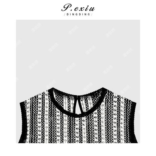 03-2潘依绣丁丁宠粉蕾丝拼接撞色竖条纹无袖背心Q5549 商品图2