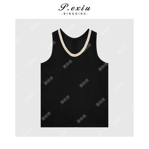 03-2潘依绣丁丁宠粉极简风U领拼织带无袖背心Q4958 商品图0