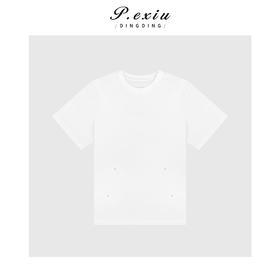 03-2潘依绣丁丁宠粉小众暗扣设计圆领短袖T恤Q5641