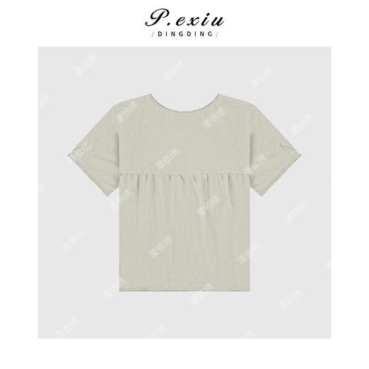 03-2潘依绣丁丁宠粉减龄松弛拼接设计短袖圆领上衣Q4105 商品图1