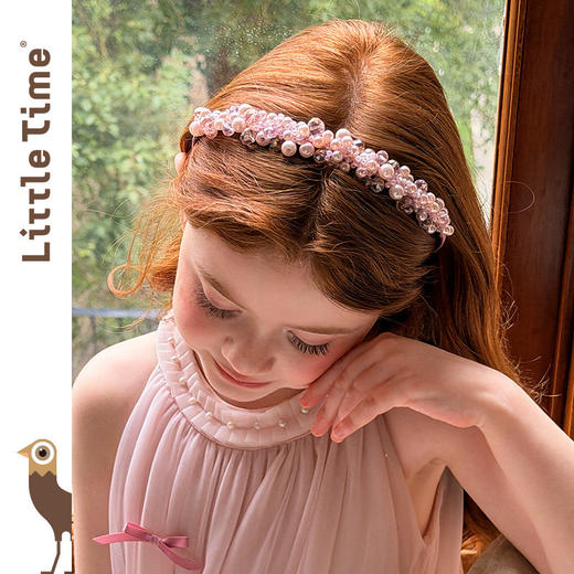 LittleTime甜美珍珠水晶韩版发箍女童纯手工头饰粉色公主风发饰 商品图2