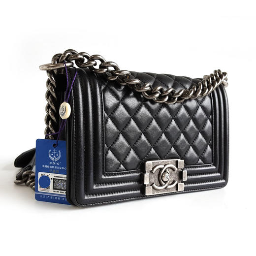 【95新】CHANEL香奈儿Leboy系列A67085 Y04638 94305小号黑银羊皮Leboy链条包单肩包女士050326AK11 商品图1
