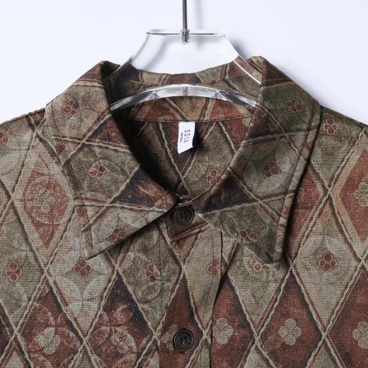 SDSA男装2026新款高贵轻奢美式复古撞色菱形设计长袖衬衫百搭简约 商品图1