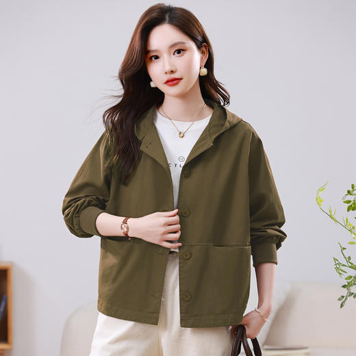 百媚生 纯棉短外套宽松连帽休闲上衣BKYJT6301 商品图3