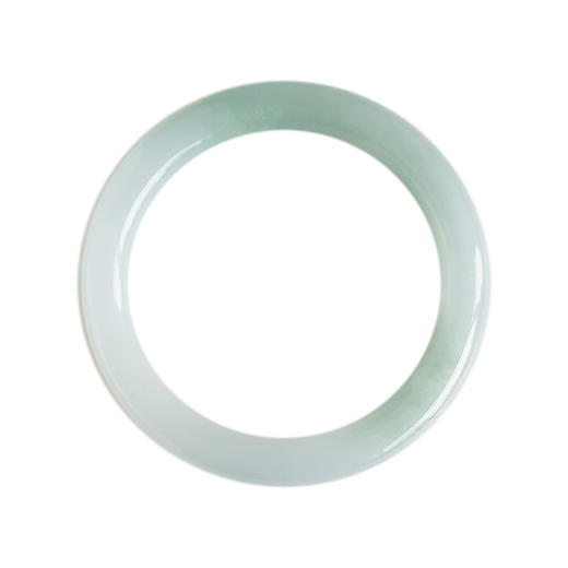 【天然正品】A货翡翠天然细腻无纹裂糯化种浅青色55.5号圆条翡翠手镯140226NJT28 商品图0