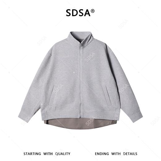 SDSA男装2026新款高贵轻奢高街重磅拼接拉链立领夹克外套百搭宽松 商品图0